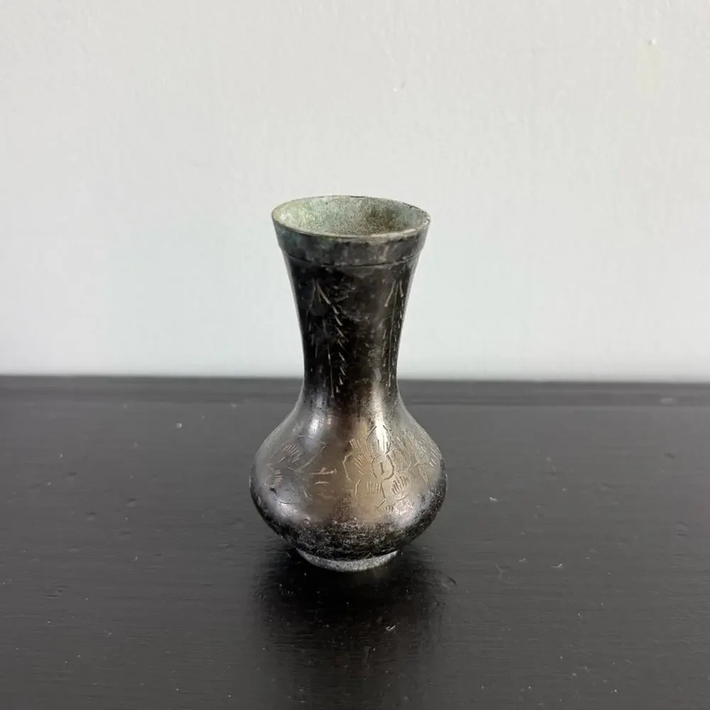 Vintage | Solid Brass Small Vase Made In India Decor Design Gold Metal Patina
